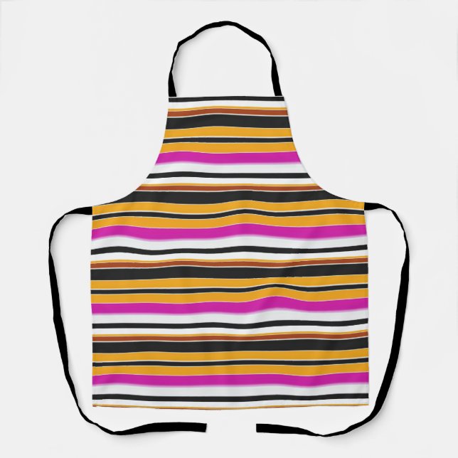 Cute black orange stripes apron (Front)