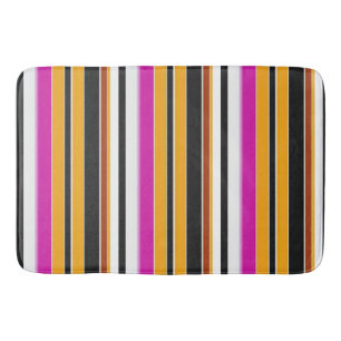 Cute black orange stripes bath mat