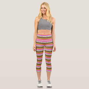 Cute black orange stripes capri leggings