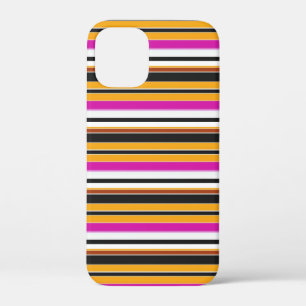 Cute black orange stripes iPhone 12 mini case