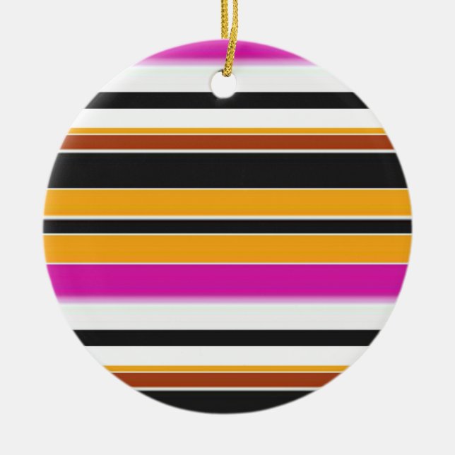 Cute black orange stripes ceramic tree decoration (Front)