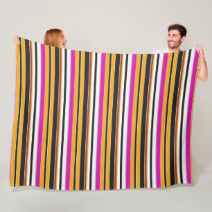 Cute black orange stripes fleece blanket