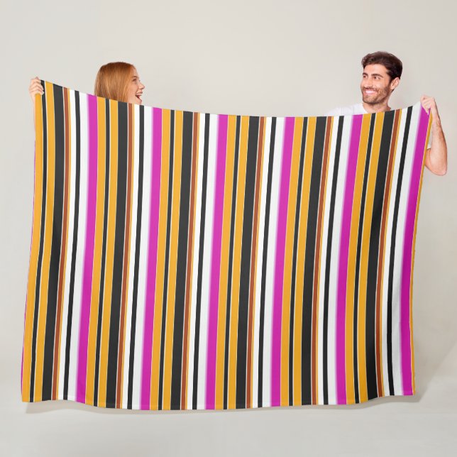 Cute black orange stripes fleece blanket (In Situ)