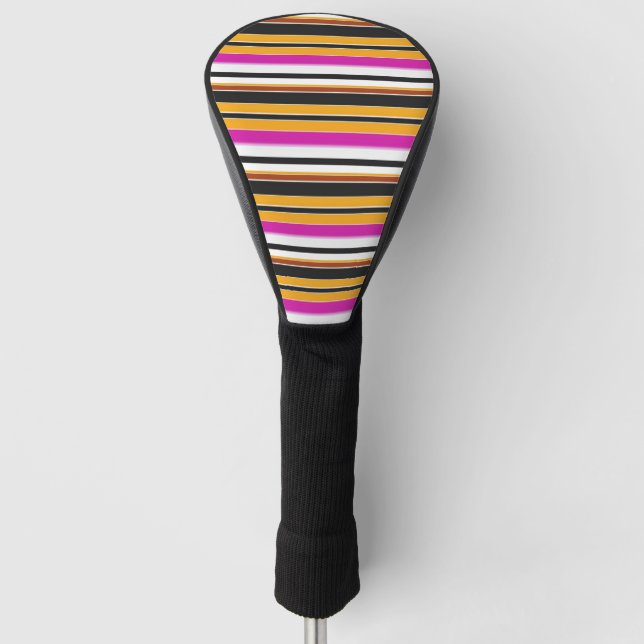 Cute black orange stripes golf head cover (Front)