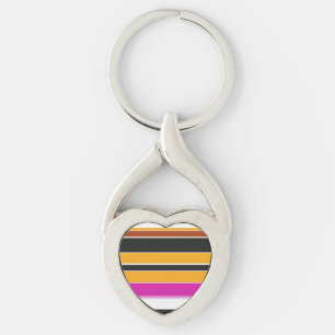 Cute black orange stripes key ring
