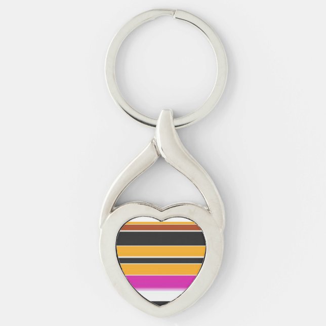 Cute black orange stripes key ring (Front)