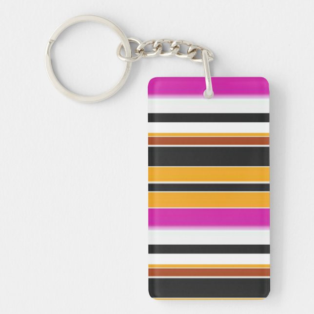 Cute black orange stripes key ring (Front)