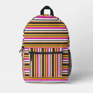Cute black orange stripes printed backpack