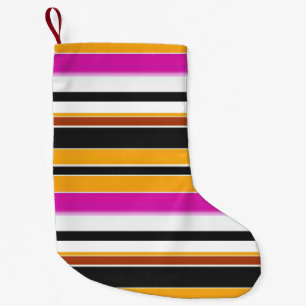 Cute black orange stripes small christmas stocking