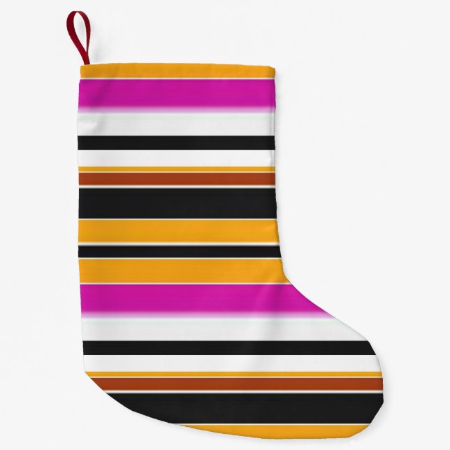Cute black orange stripes small christmas stocking (Front)