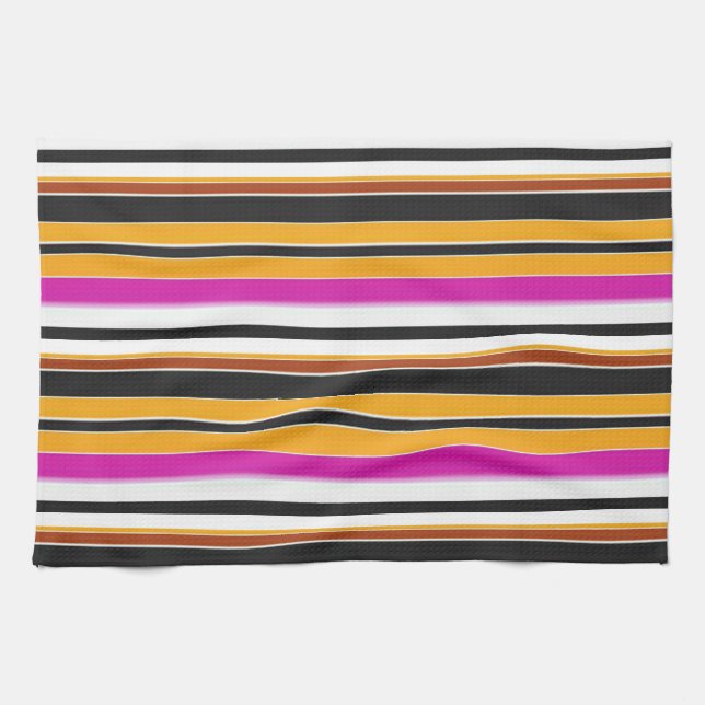 Cute black orange stripes tea towel (Horizontal)