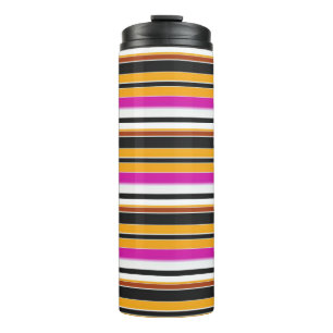 Cute black orange stripes thermal tumbler