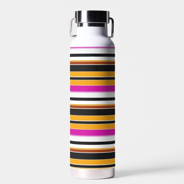 Cute black orange stripes water bottle (Front)