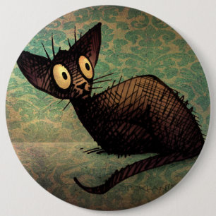 Cute Black Oriental Cat 6 Cm Round Badge