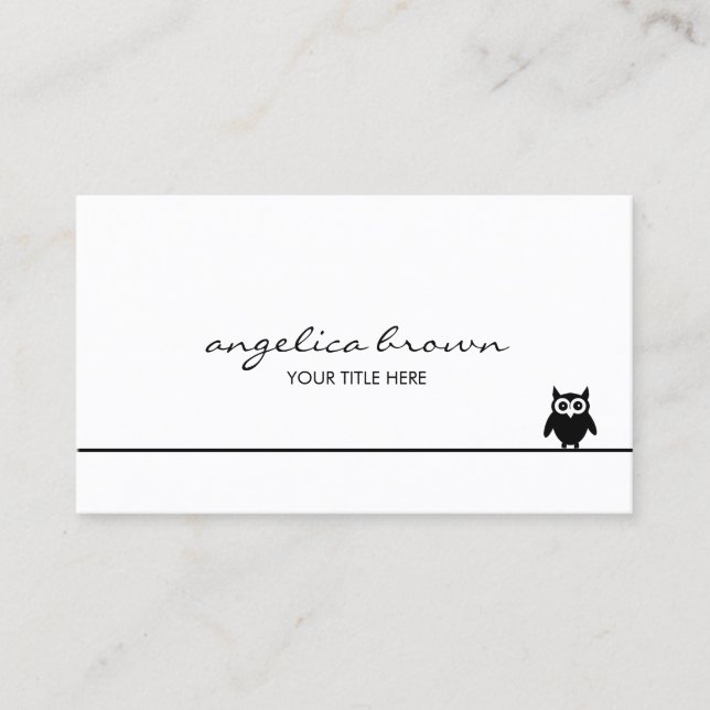 Cute Black Owl Business Card (Front)