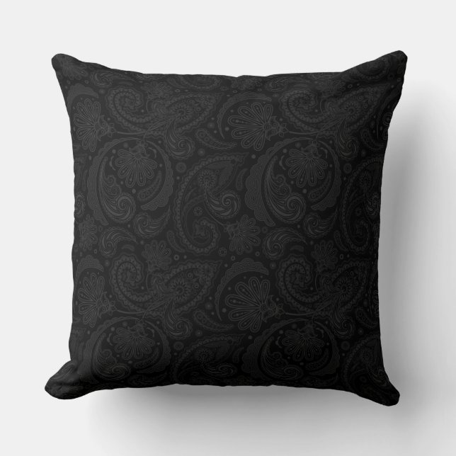 Cute black paisley pattern cushion (Front)