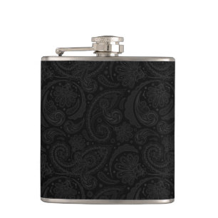 Cute black paisley pattern hip flask