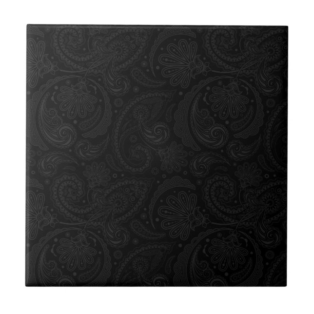 Cute black paisley pattern tile (Front)
