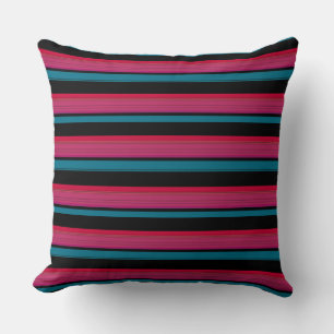 Cute black pink stripes cushion
