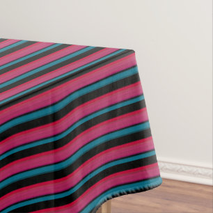 Cute black pink stripes tablecloth