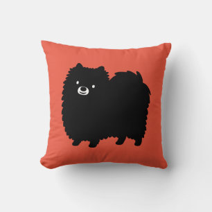 Cute Black Pomeranian Adorable Fluffy Dog Cushion