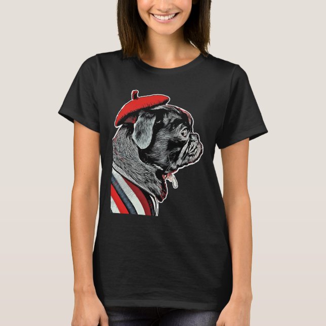 Cute Black Pug Classic T-Shirt 69 (Front)