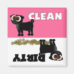 Cute Black Pug Clean / Dirty Dishwasher Magnet