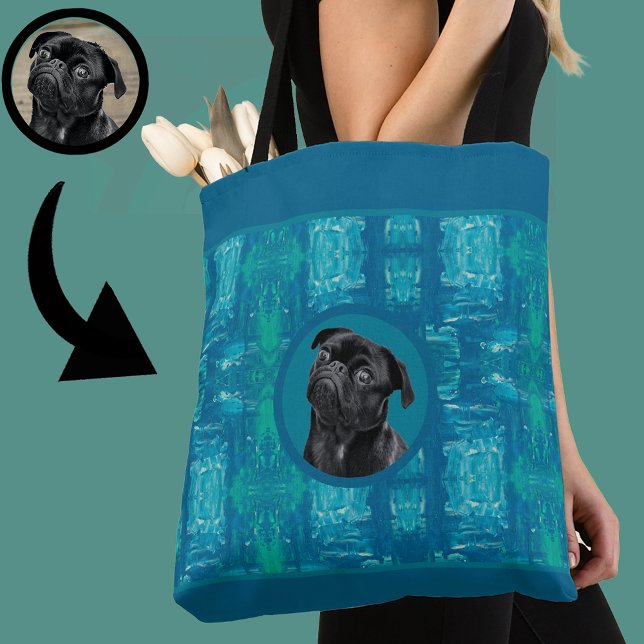 Cute Black Pug Face Charm | Unique Custom Dog Love Tote Bag (Creator Uploaded)