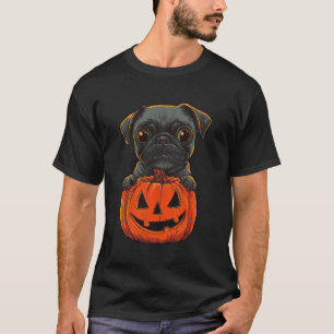 Cute Black Pug Jack O Lantern Pumpkin Halloween Do T-Shirt