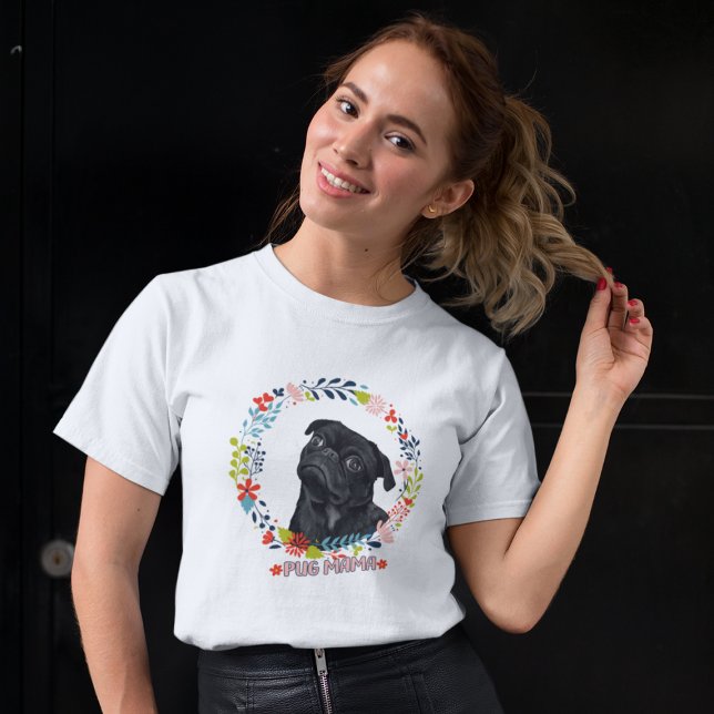 Cute Black Pug - Pug Mama  T-Shirt (Creator Uploaded)
