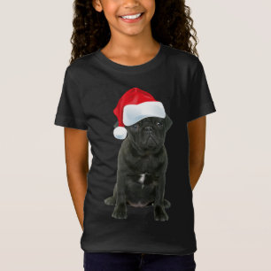 Cute Black Pug Santa Hat Funny Matching Christmas  T-Shirt