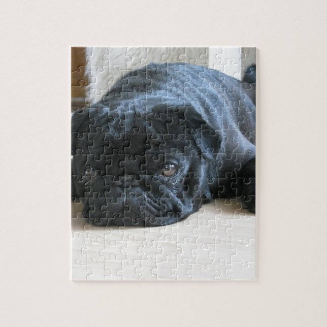 Cute Black Pug Sleeping Jigsaw Puzzle (Vertical)