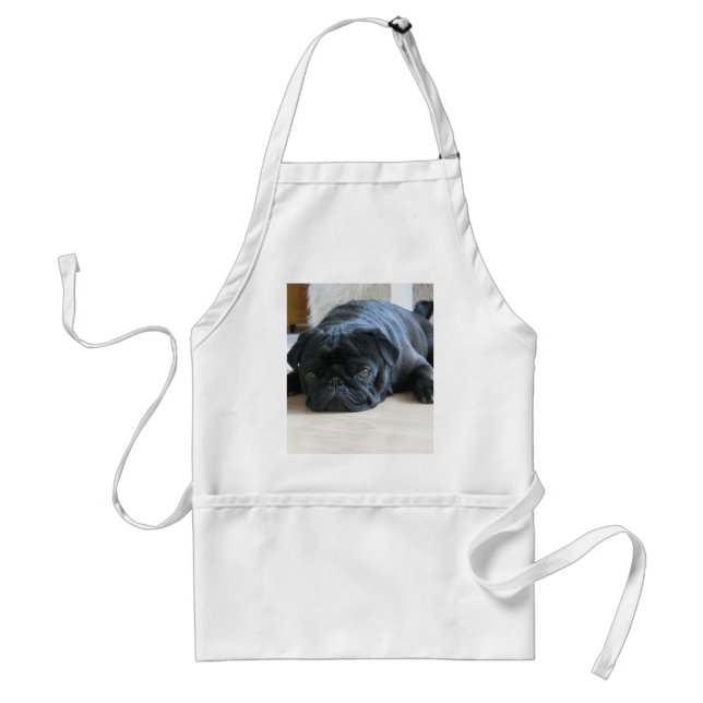 Cute Black Pug Sleeping Standard Apron (Front)
