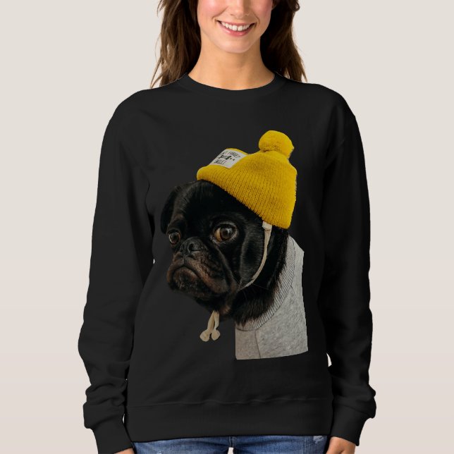Cute Black PUG Sticker Classic T-Shirt 136 Sweatshirt (Front)