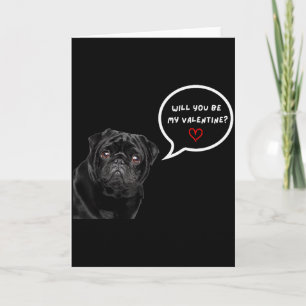 Cute Black Pug Valentines Day Funny Clothes Gift I Card