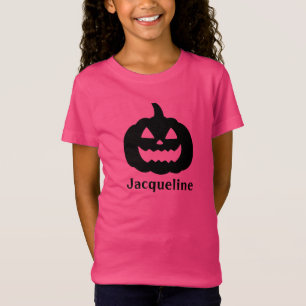 Cute Black Pumpkin Custom Name Halloween T-Shirt