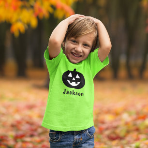 Cute Black Pumpkin Custom Name Halloween T-Shirt