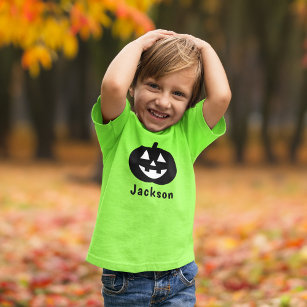 Cute Black Pumpkin Custom Name Halloween T-Shirt