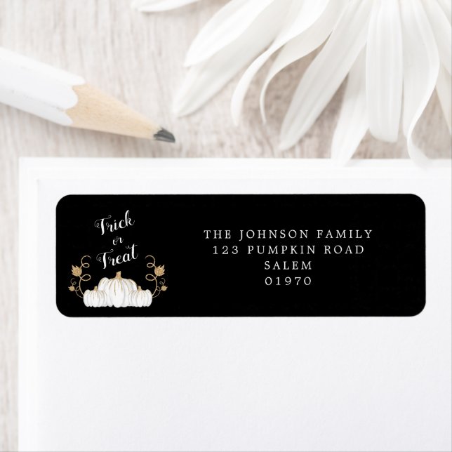 Cute Black Pumpkin Halloween Address Label (Insitu)