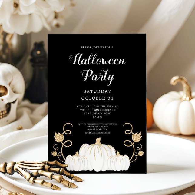 Cute Black Pumpkin Halloween Party Invitation (Cute Black Pumpkin Halloween Party Invitation)