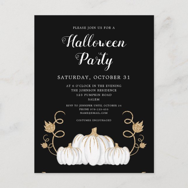 Cute Black Pumpkin Halloween Party  Postcard (Front)