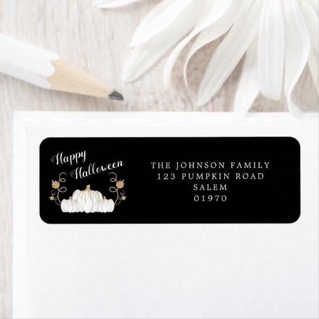 Cute Black Pumpkin Happy Halloween Address (Insitu)