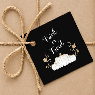 Cute Black Pumpkin Trick Or Treat Halloween  Favour Tags