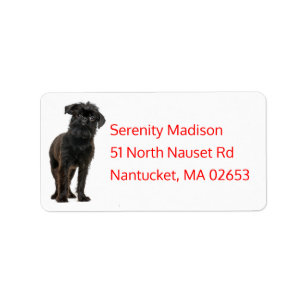 Cute Black Puppy Dog Lover Brussels Griffon Label