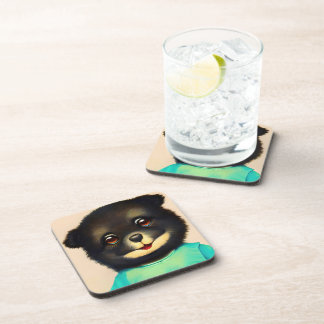 Cute black puppy illustration coaster