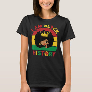 Cute Black Qeen Girl With Afro Puff Hair Heart In T-Shirt