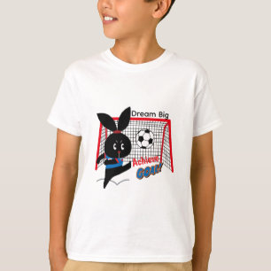 Cute Black Rabbit Soccer Player Design T-Shirt