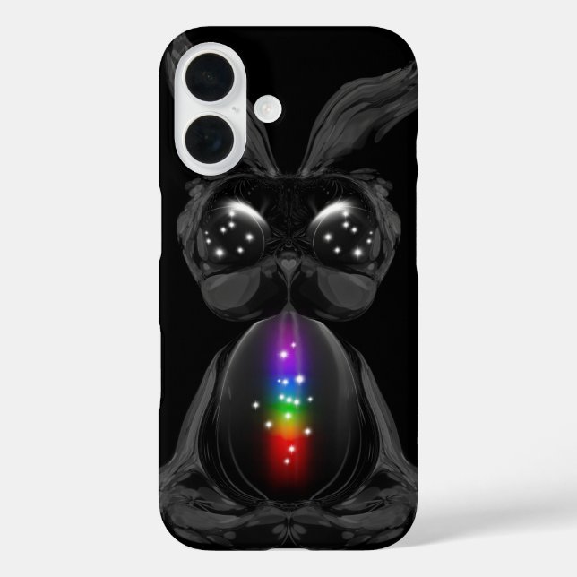 Cute Black Rabbit with Chakra Rainbow Soul Case-Mate iPhone Case (Back)