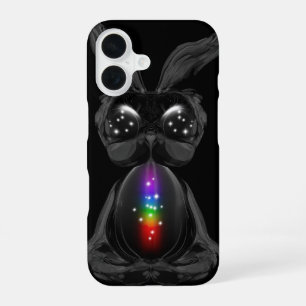 Cute Black Rabbit with Chakra Rainbow Soul iPhone 16 Case
