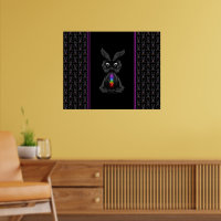 Cute Black Rabbit with Chakra Rainbow Soul